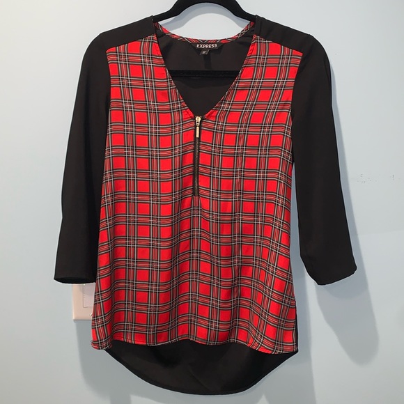 Express Plaid 3/4 Sleeve Top Size X-small - Picture 1 of 5